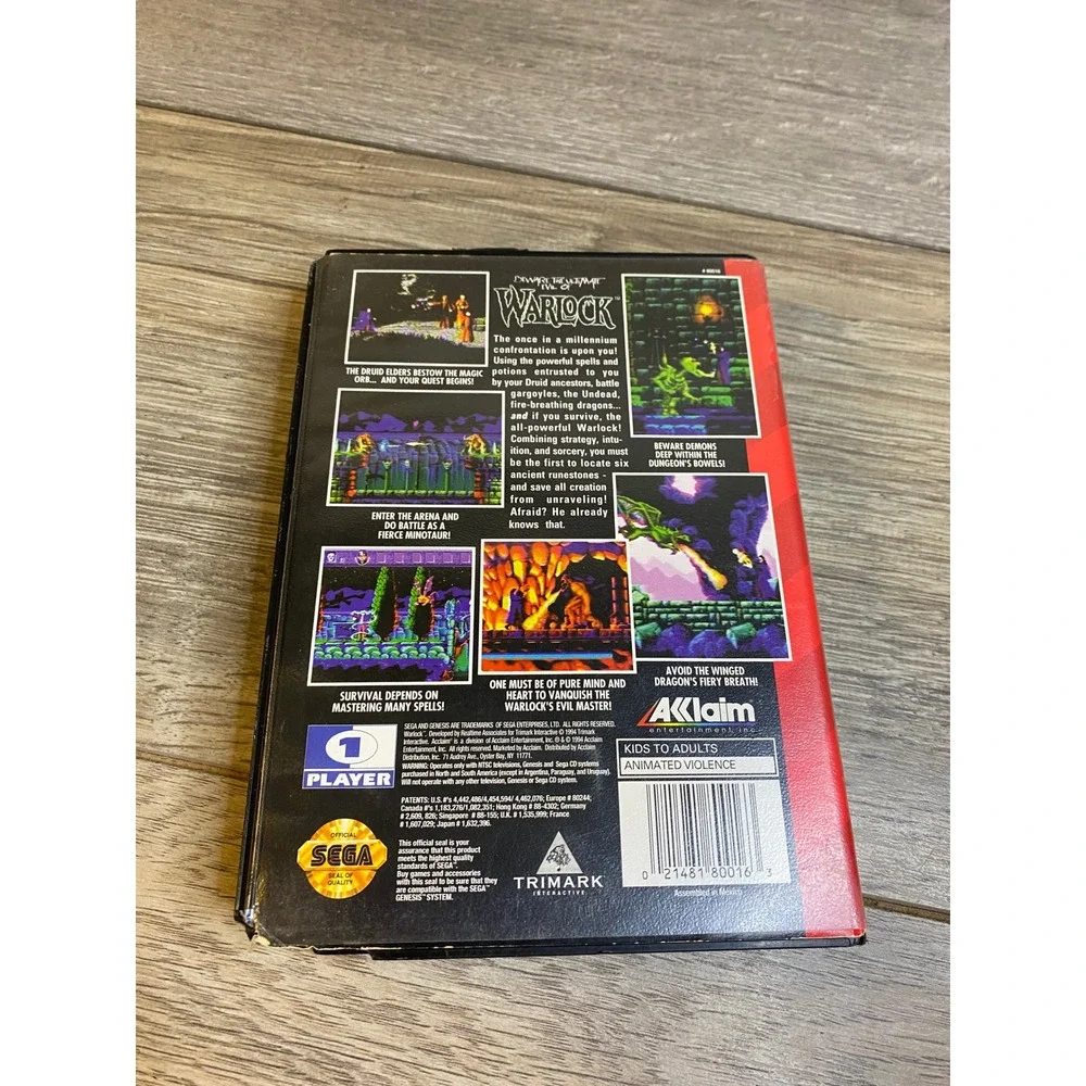 Warlock‎ Sega Genesis Game with Case Acclaim 1994 16-Bit Action Dark Fantasy